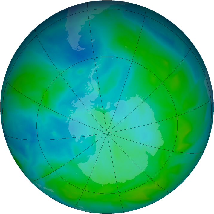 Antarctic ozone map for 19 January 2013